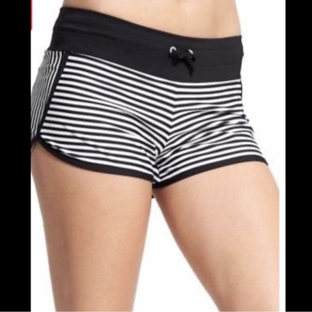 Athleta Striped Swim Shorts Black and White XS